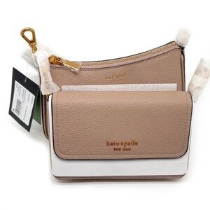 Kate Spade "Double Up" Kraft Paper Pebbled Leather Crossbody - NWT ***